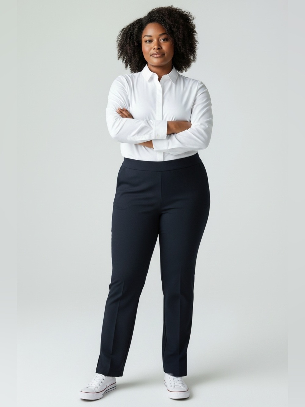Chico's Women’s Basic Black Slim Straight-Leg Work Pants Size 14R Casual Stretch